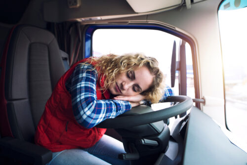 woman truck driver asleep at wheel