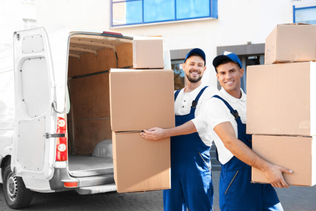 Delivery men with boxes