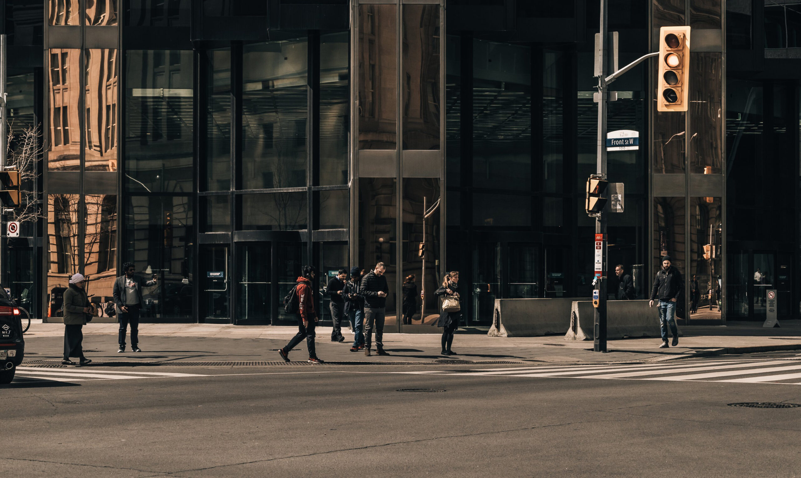 People walking on a busy street